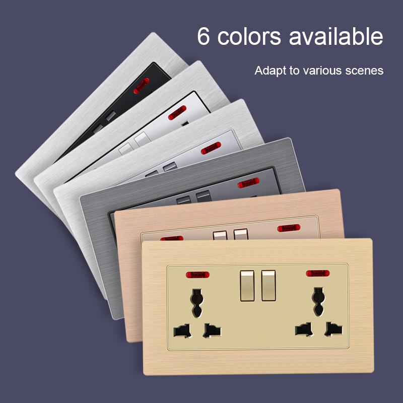 High Quality 3 Gang 1 Way Aluminum LED Panel Wall Light Switch Indicator Smart Life Waterproof Gold Colors Max Current 10A Max