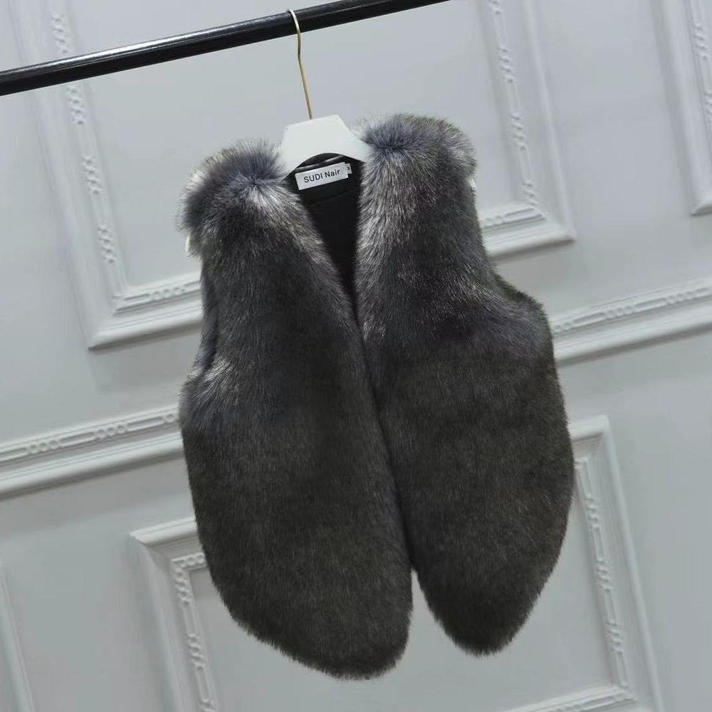2026 new imitation fur plush rabbit hair slim hair Korean version thin vest short imitation fur vest