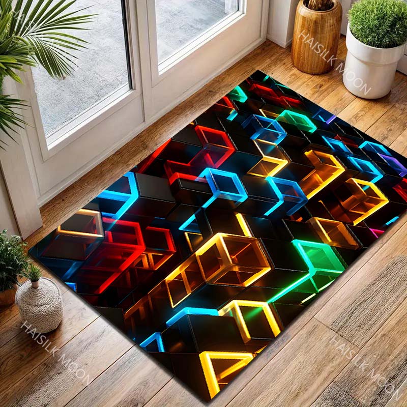 Colorful 3D Cubes Pattern Carpet for Living Room Bedroom Bedside Floor Mat Sofa Table Area Rugs Home Decor Large Size