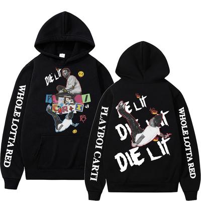 Rapper Playboi Carti Music Album Die Lit Graphic Hoodie Men Women Aesthetic Hip Hop Oversized Sweatshirt Male Fashion Streetwear
