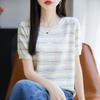 Women Knit T-shirt Summer Knitted Shirt Short Sleeve Tees O-neck Pullover Knit Tops Female