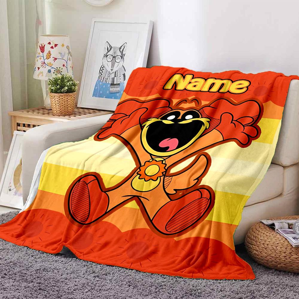 Customiz Name Personality Smiling Critters Blanket Soft &Warm Sofa Office Bed Travel Lunch Break Blanket, Gift Suitable All Seasons