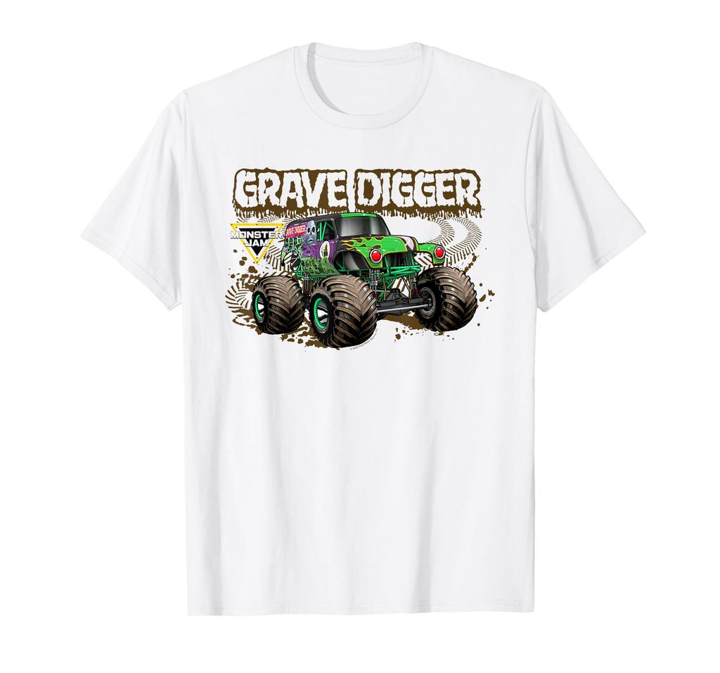 Monster Jam Muddy Tire Tracks Grave Digger Truck Motorsports T-Shirt