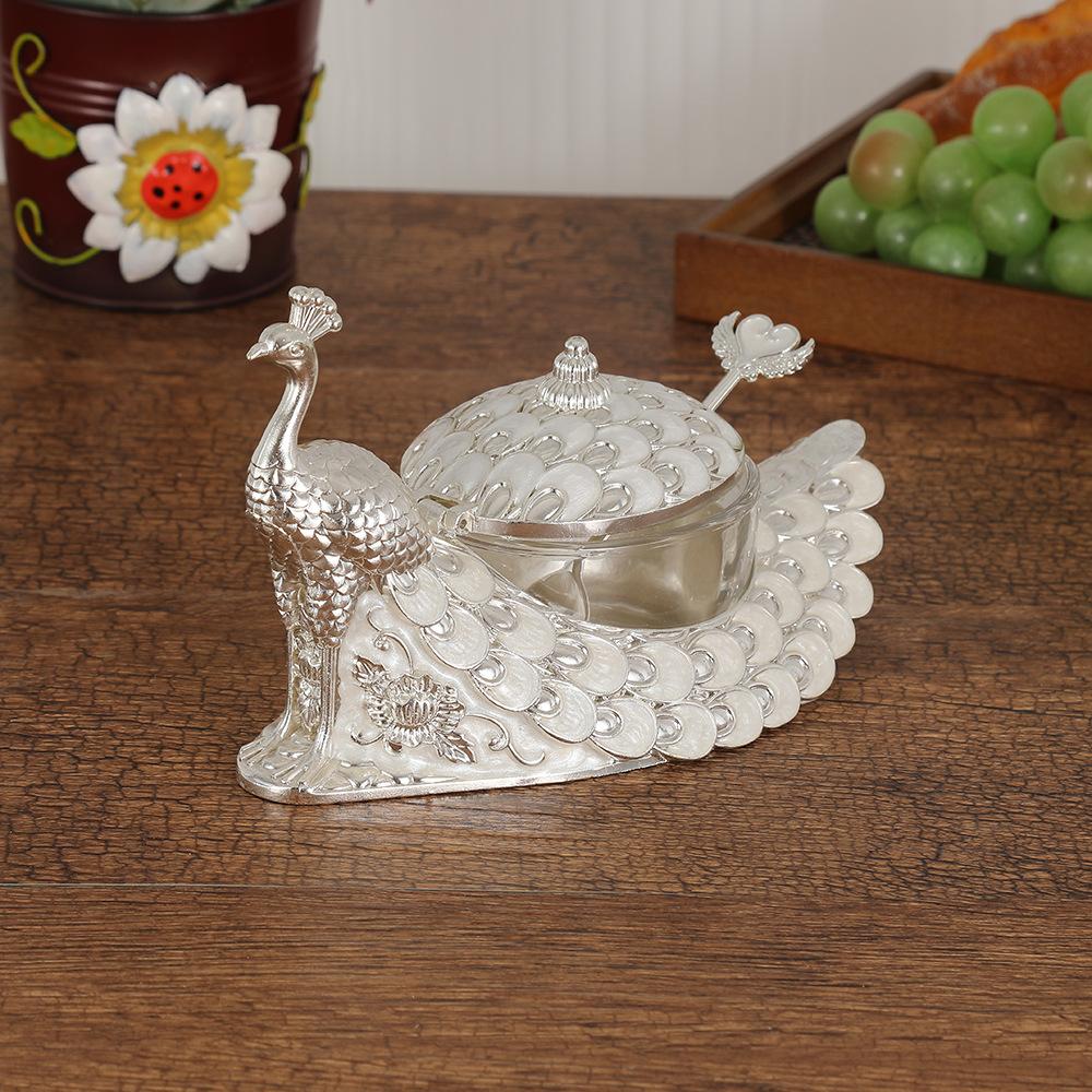 peacock seasoning jar multi-color selection alloy seasoning box kitchen salt tank oil bottle moisture-proof with lid household