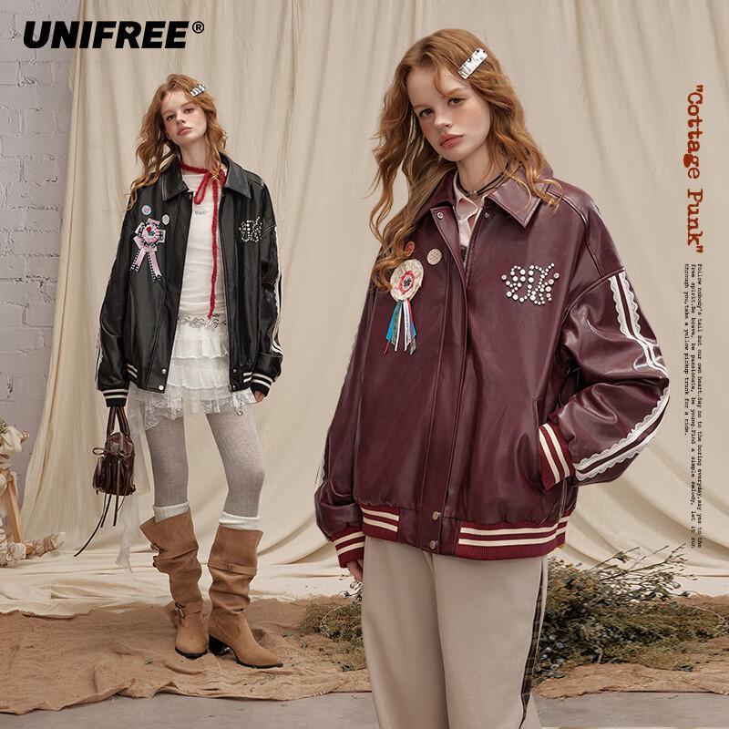 

UNIFREE American Retro Quilted PU Leather Short Jacket M
