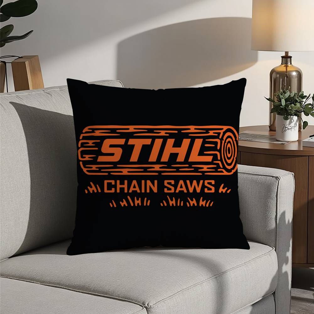 S-STIHLs Chainsaw Logger Pillow Case Sofa Decorative Home Double-sided Printing Short Plush Cushion Pillow Cover Holiday Gift