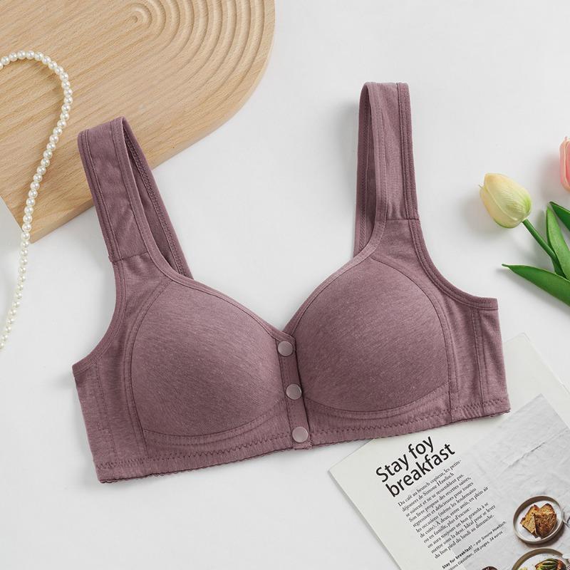 White Cotton Front Closure Bra with Wide Comfort Straps and Non Wired Support