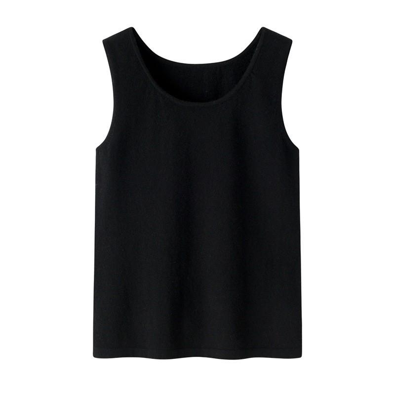 Simple Cashmere U-Neck Sleeveless Knit Camisole - Women's Autumn/Winter Warm Base Layer