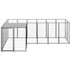 VidaXL Chenil Noir 4,84 m² Acier Enclos pour Chiots Cage Chiens Extérieur 3082211