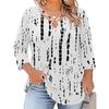 Women's Plus Size Floral Print 3/4 Sleeve Casual Top, Fashionable Loose Fit Blouse for Everyday Wear and ,