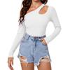 European & American Women's One-Shoulder Irregular Knit Slim Top