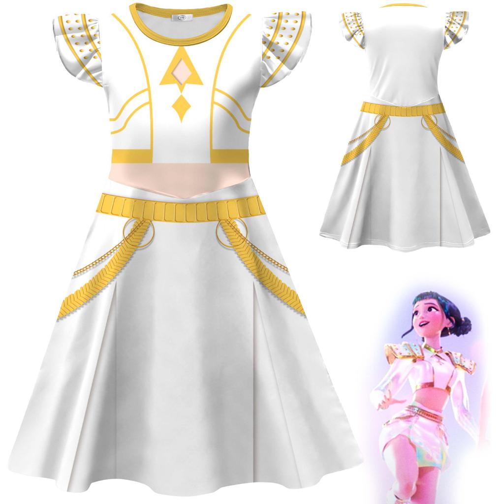 Cute Fashionable Flying Sleeve Dress Kpop Witch Hunting Group Cosplay Children's Dress Little Girl Princess Dress