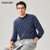 Zhaojun Men's 100% Cashmere Argyle Round Neck Sweater