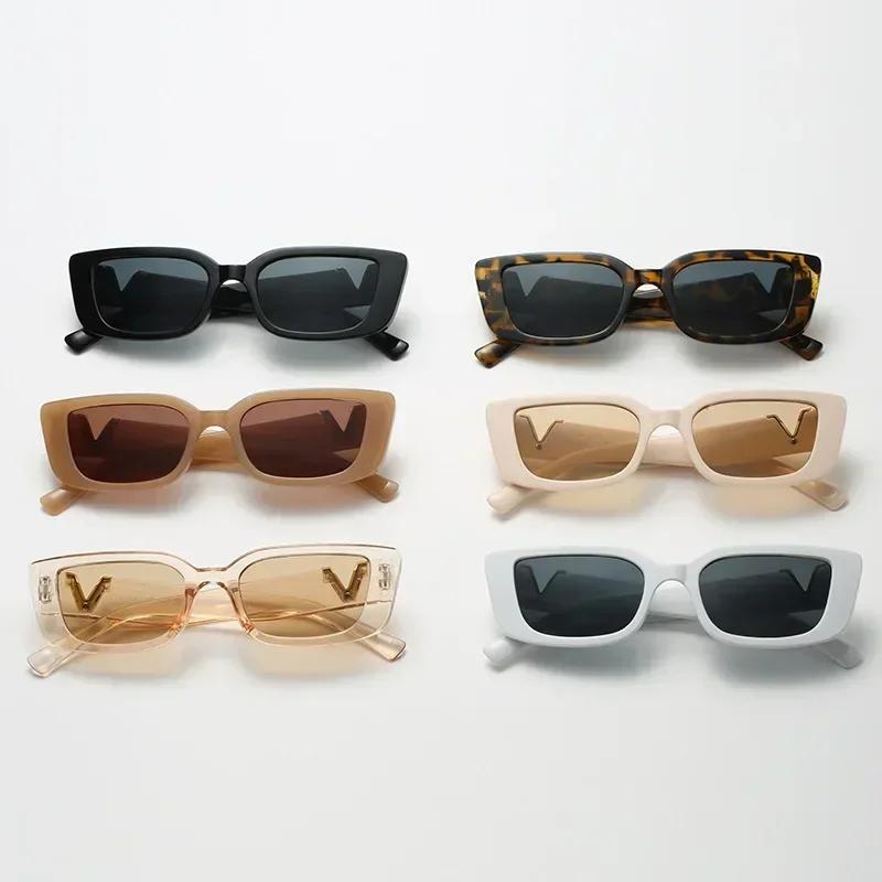 Rereo Cat Eye Frame Sunglasses Women Luxury V Sun Glasses Men Fashion Rectangle Jelly Glasses With Metal Hinges UV400