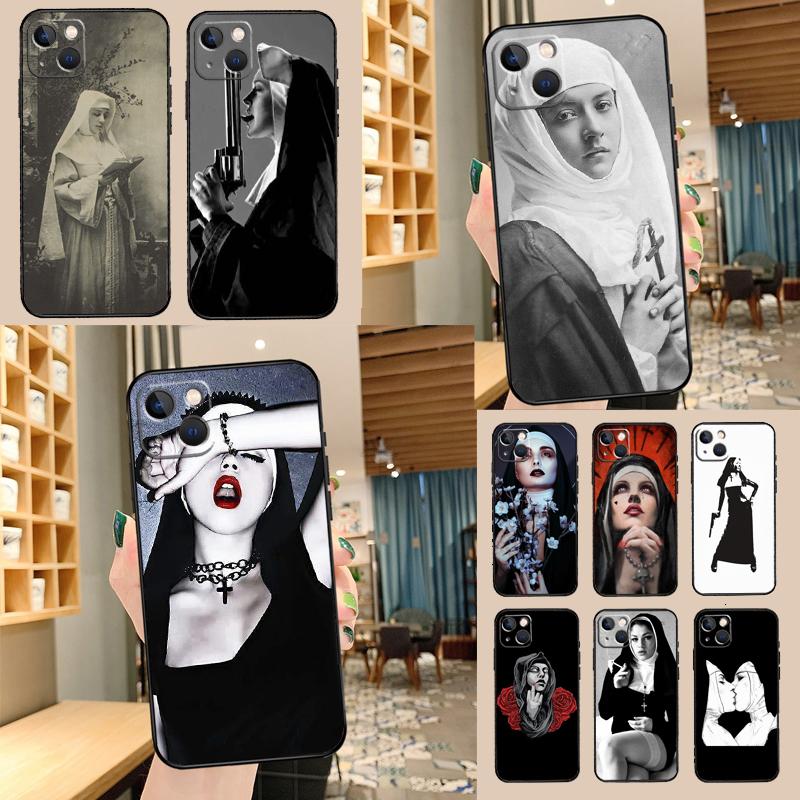 Sister Nun Kiss Phone Case For iPhone 17 Pro Max 14 13 12 11 15 16 Pro Max Mini 16 15 Plus 16e 17 Air Cover