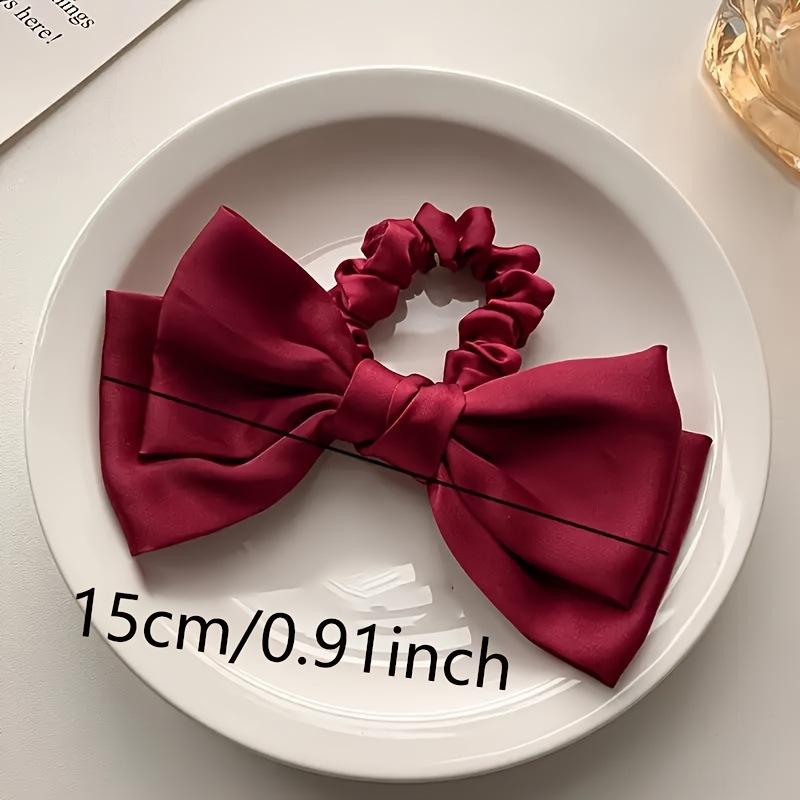 High-end Satin French Bow Elastic Scrunchie, Women's Hair Tie for Everyday Use, Elegant Hair Accessory