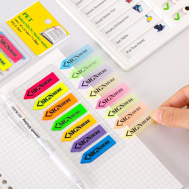 Multicolor Signature Reminder Sticky Notes – 7 Colors Index Stickers
