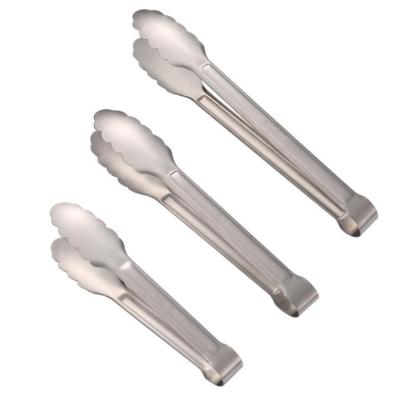 304 Edelstahl Einteilige Sandgestrahlte Lebensmittelzange für Küche, Grill, Steak und Buffet.