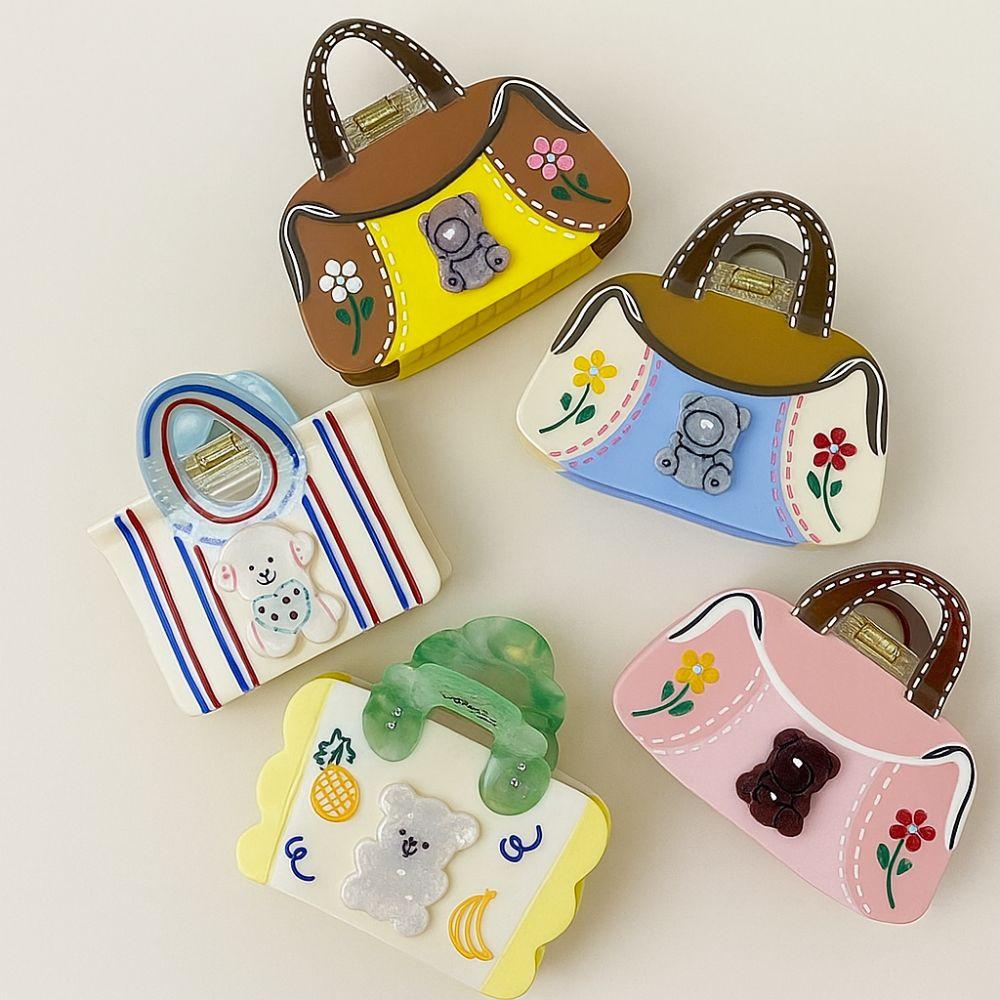 Flower Acetate Hair Claw Acetic Acid Rhinestone Hairpin Personalized Cartoon Bear Hair Clip  Female