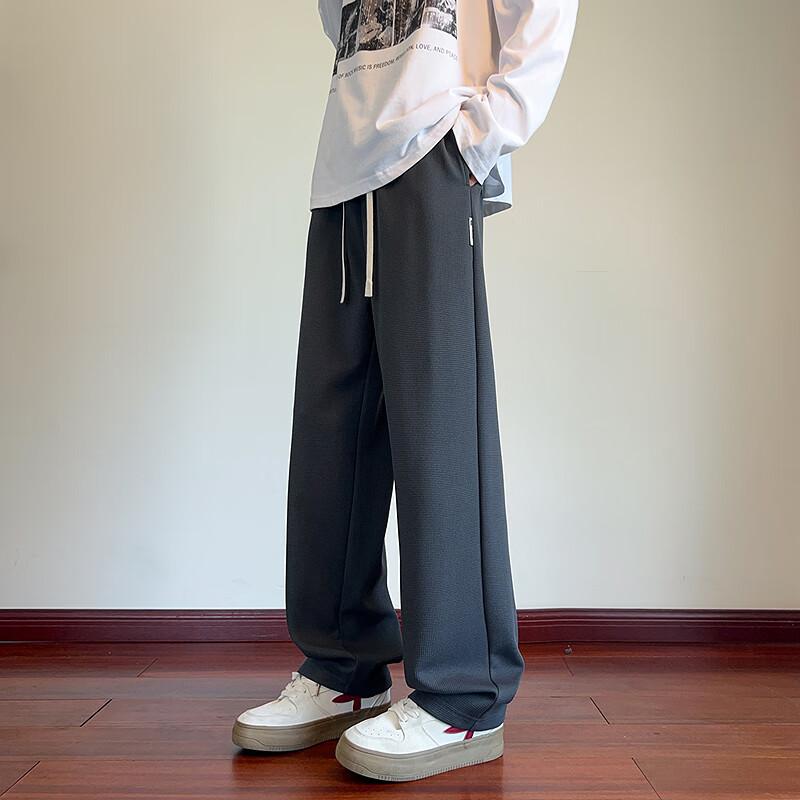 TANGSHI 2025 Autumn Winter Men's Knitted Side Label Loose Straight Casual Pants