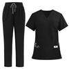 Damen V-Ausschnitt Kurzarm Kasack-Uniform Set mit Oberteil und Hose