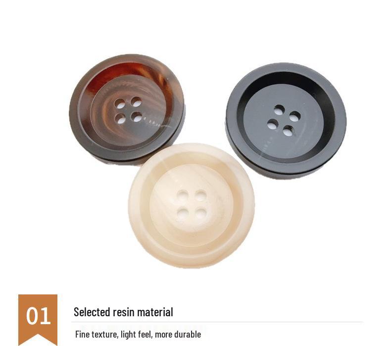 Matte Four-Hole Resin Cow Horn Pattern Buttons for Coats, Windbreakers, Suits, and Trousers