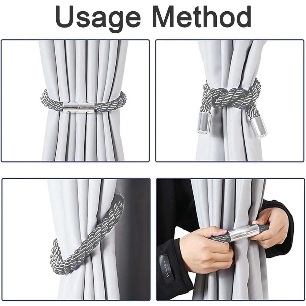 Magnetické úchyty na závěsy 20 palců Moderní jednoduchost Závěsné šňůry s silným magnetem pro domácí a kancelářské okenní dekorace