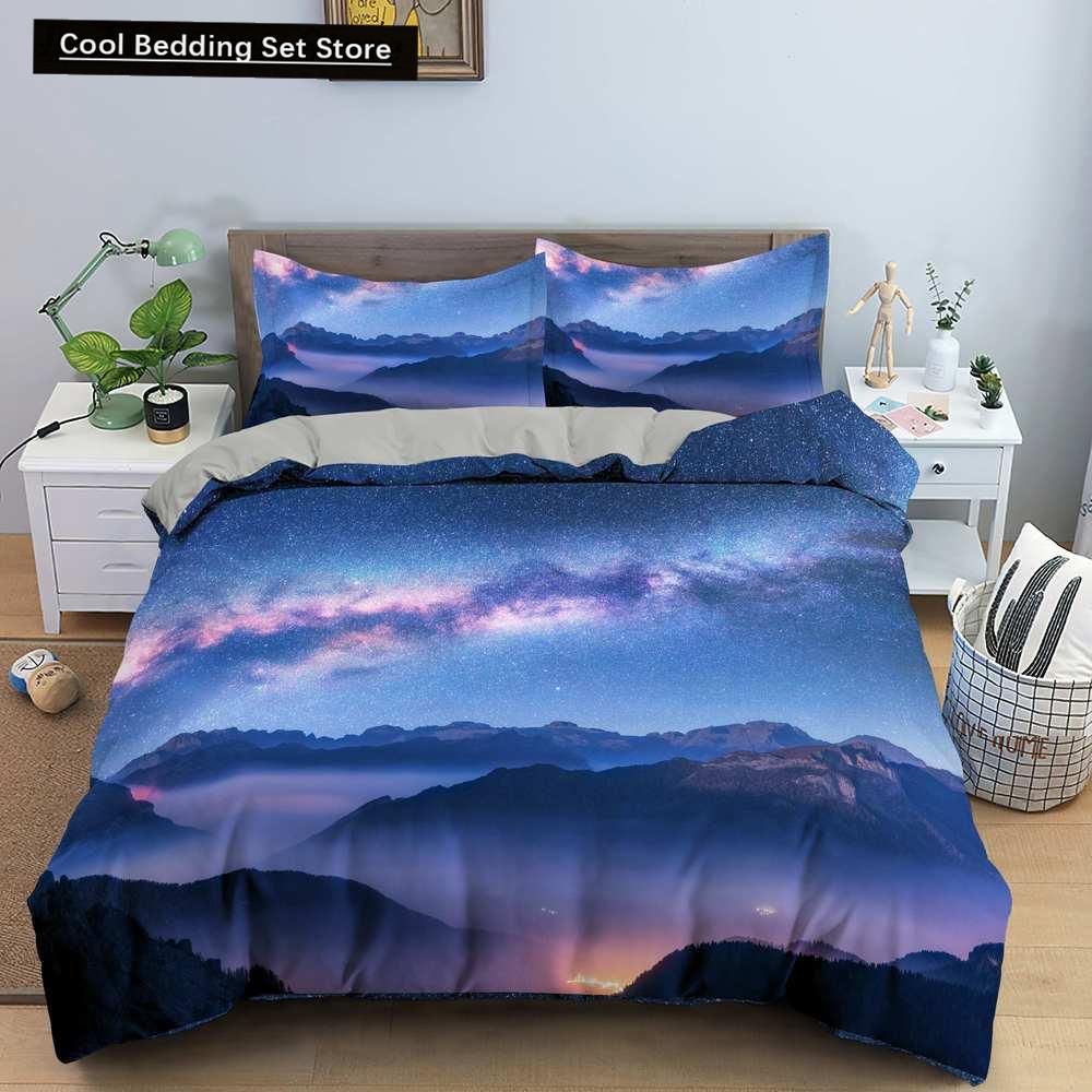 3D Pejzaż Natury Król Królowa Poszewka na Kołdrę Kwiaty Zielone Liście Pościel Zestaw Widok Shimen Poszewka na Kołdrę Poliester Pokrowiec na Kołdrę
