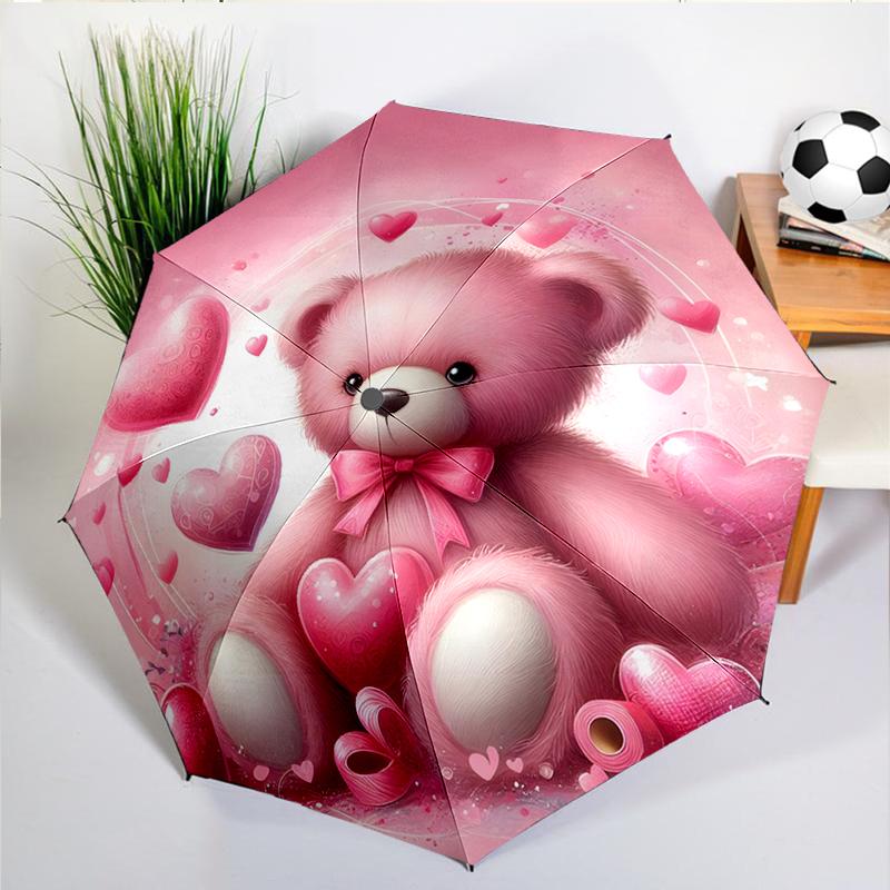 Cartoon Teddy Bear Umbrella Automatic Open/close, Sturdy Iron Frame & 8-Rib Struct, Umbrella for Women & Men, Christmas Gifts