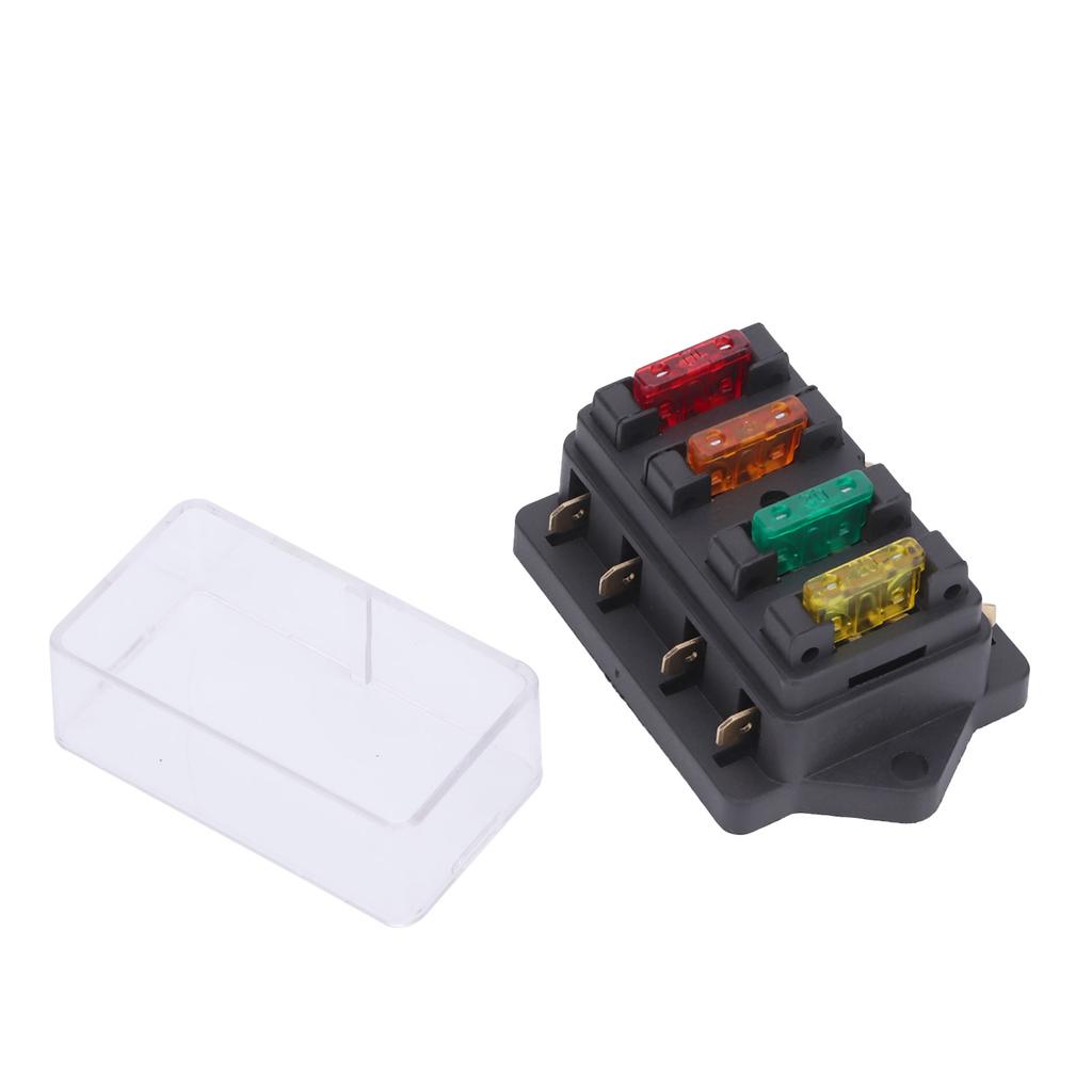 4 Way Blade Fuse Holder Box Waterproof with 4pcs Fuse for 12V24V Auto Car Marine Boat