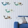4 Pcs Wooden Mermaid Beach Wall Decor Rustic Nautical Swimming Mermaid