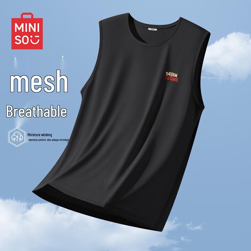 

MINISO Men s Ice Silk Quick-Dry Sports Vest with Corgi Print XL