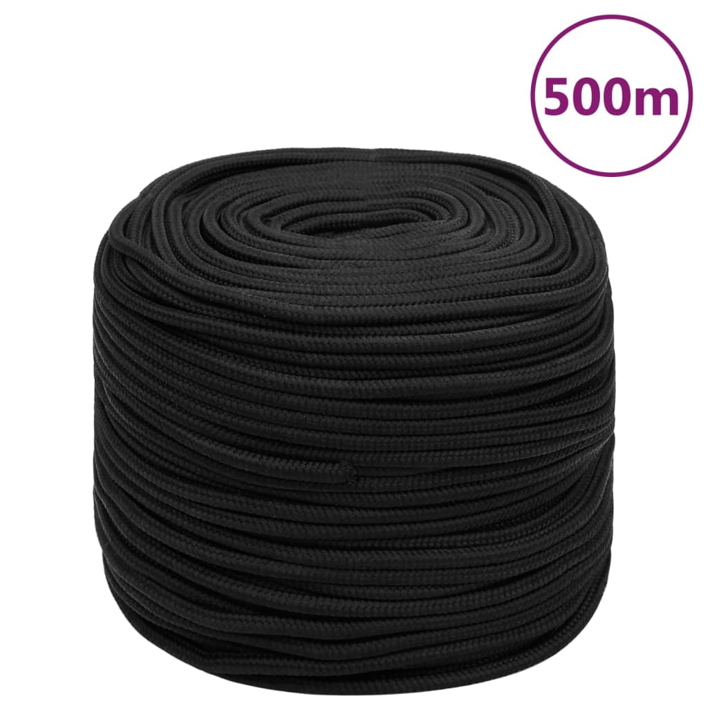 Vidaxl Linka Żeglarska, Czarna Jednolita, 10 Mm, 500 M, Polipropylen