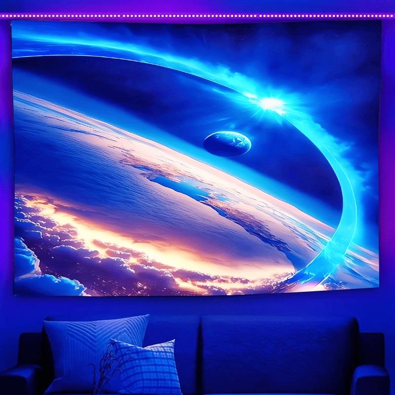 Ultraviolet Cosmic Black Hole Luminous Tapestry, Indoor Mood To Create Atmosphere, Psychedelic Luminous Art, Bedroom Decoration