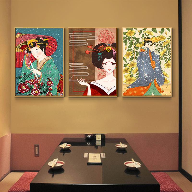Chinese Style Ukiyo-e Japanese Canvas Painting Japanese Figure Posters Wall Art Restaurant Sushi Restaurant Living Room Decor