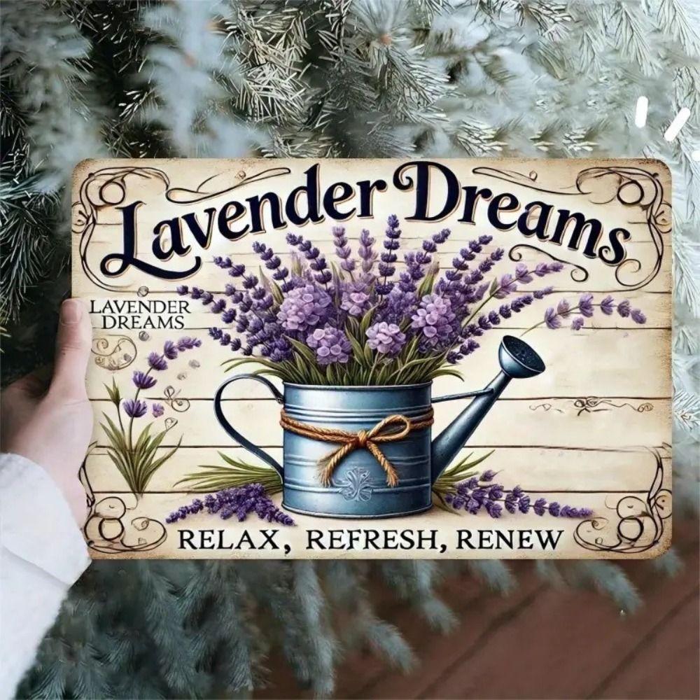 Vintage Metal Wall Poster Teal Rose Teacup 20x30cm Wall Decor