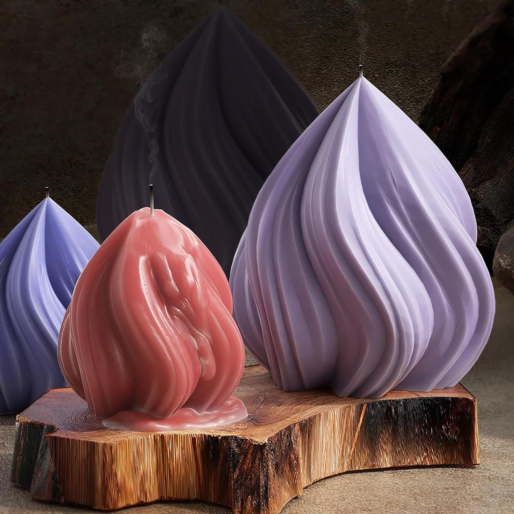 2 Stück Silikon Pfirsich Spirale Kerzenform - Silikon Gießformen für Kerzen & Harz & Seife Bastelbedarf