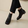 Fashion NEW Autumn/Winter Women Boots Square Toe Chunky Heel Shoes Split Leather Shoes for Women Slip-on Ankle Boots Black Modern Boots