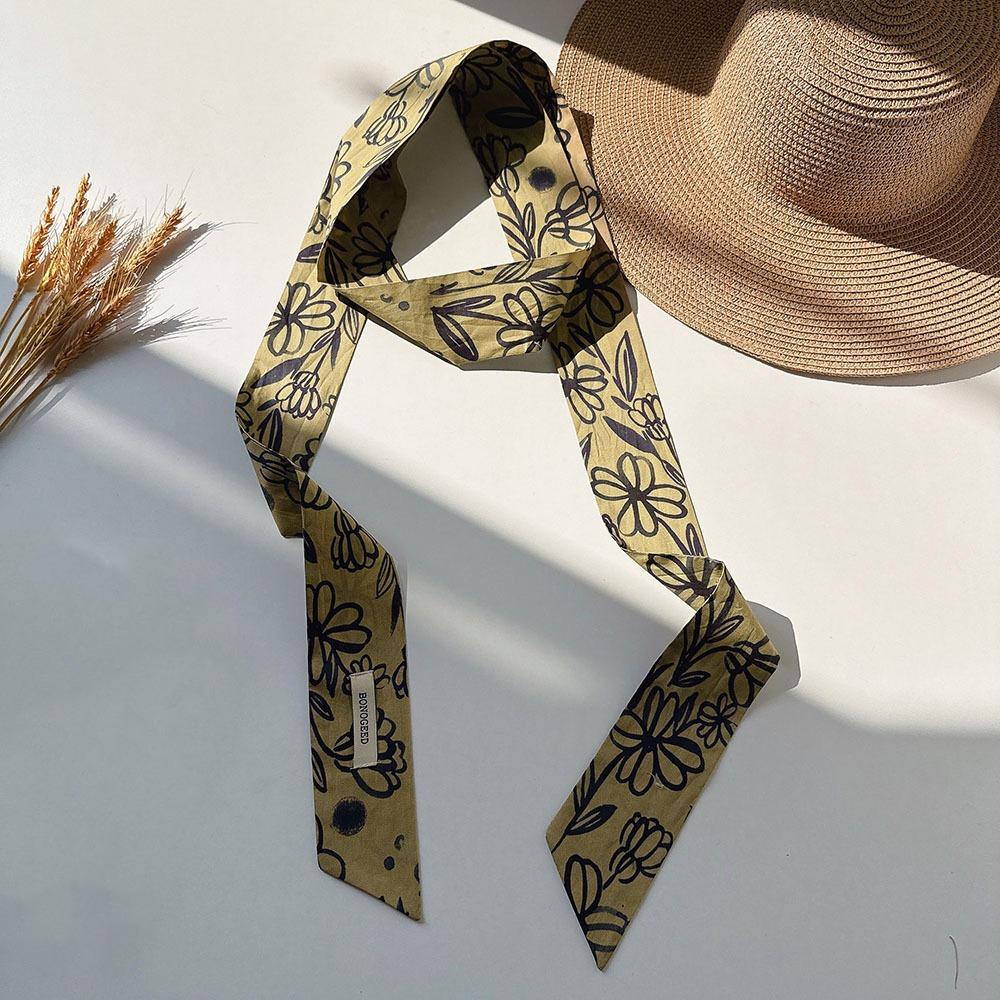 Flower Field Oil Painting Scarf Cotton Extended Long Ribbon Neckerchief Scarf Headband  Women