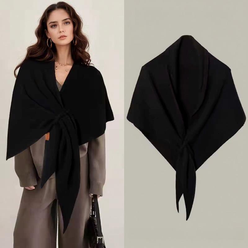 Big shawl triangle scarf women's autumn and winter warm versatile wear knitted cape retro autumn and winter wool cape scarf