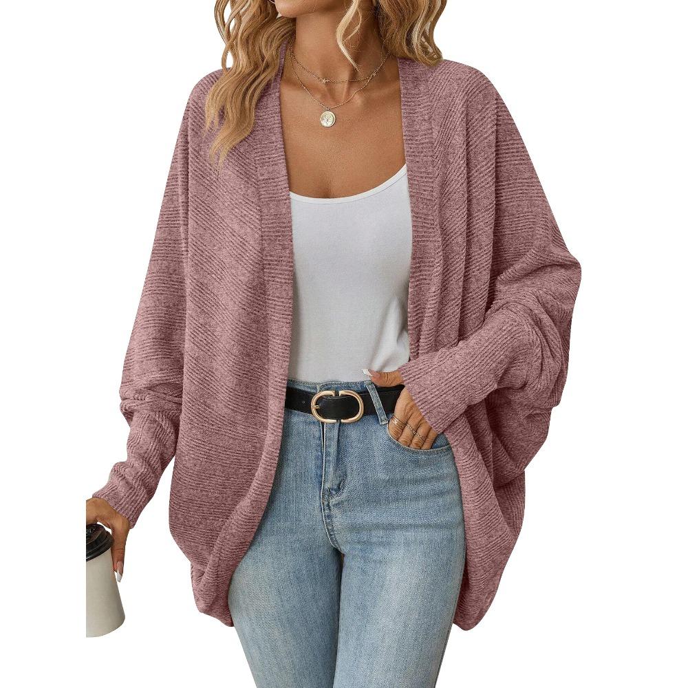 Women's Open Front Batwing Long Sleeve Loose Fit Casual Knit Cardigan Sweater