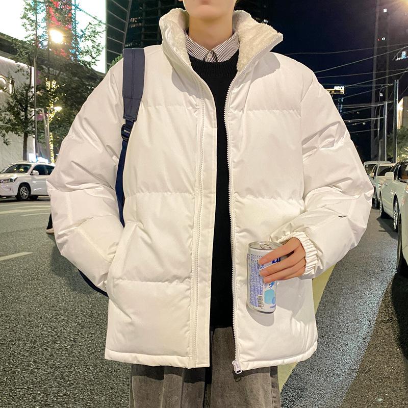 

Осенняя мужская куртка с хлопковой подкладкой, осенний воротник-стойка, однотонная модная повседневная утолщенная куртка с хлопковой подкладкой, осенняя одежда S белый