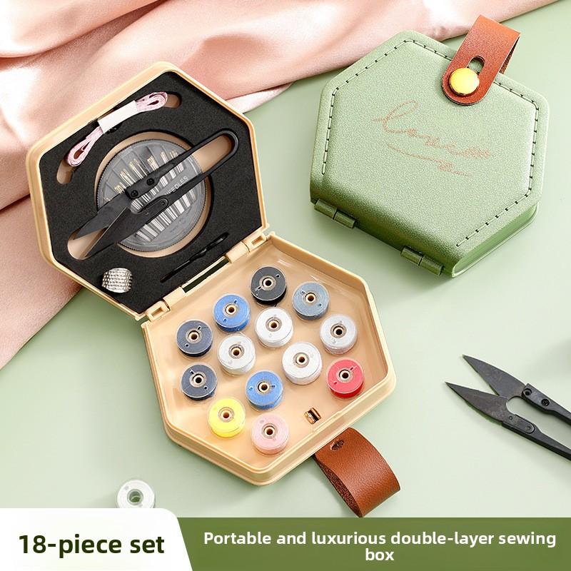 18Pcs Household Sewing Kit, Practical Hand Sewing Thread Needle Set Portable Sewing Storage Bag for Home Clothing Repair