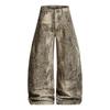Jeans Anchos de Pierna con Estampado de Leopardo Desgastado para Hombre - Pantalones Cargo Rectos Oversize Streetwear
