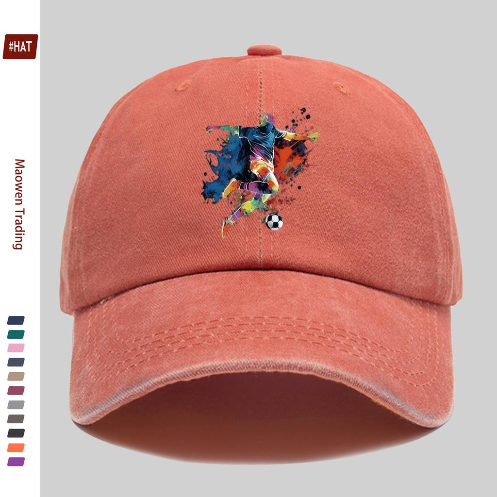 pc pcs Football Player Print Trucker Cap  Adjustable Buckle Strap Washed Vintage Baseball Hat Suitable for Men  Women Light