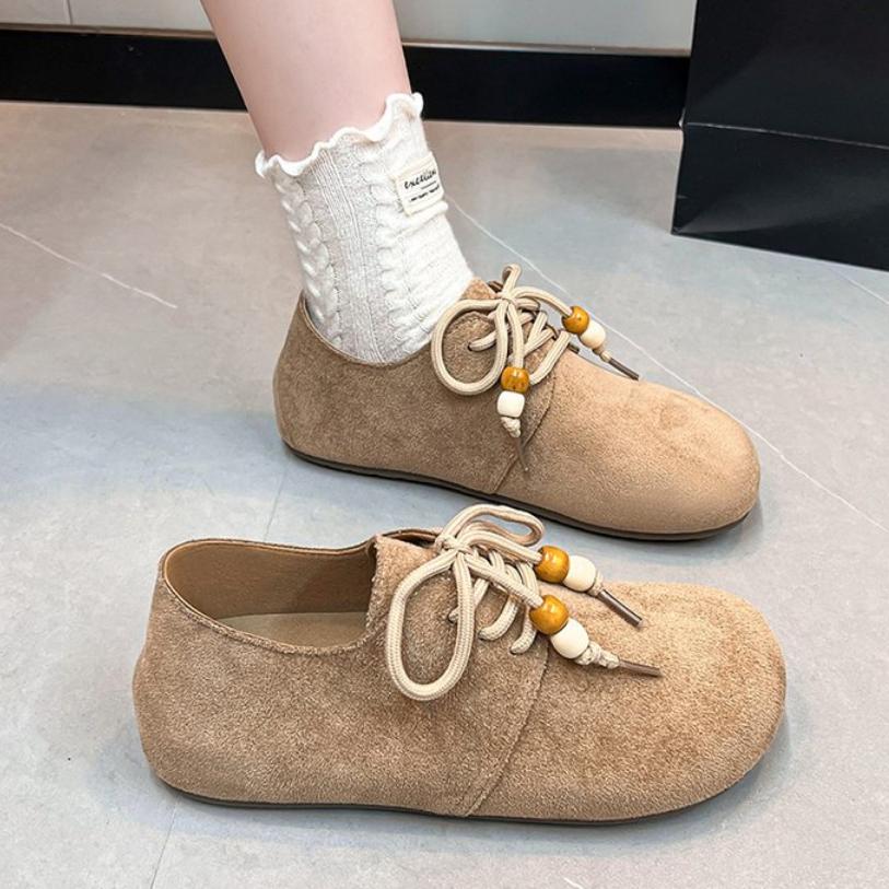 Fashion 2025 Vintage Style Women's Casual Shoes Flat Bottom Comfortable Moccasin Women Single Shoes Lace Up Ankle Sneakers Women Loafers