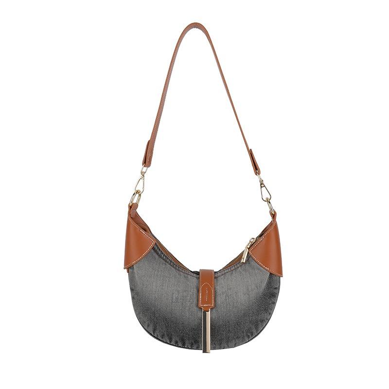 Autumn and winter small bag women's new contrasting color versatile shoulder underarm bag fashion denim dumpling messenger bag