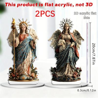 Exquisite 2D Flat Winged Child Ornament with Star & Floral Patterns, Artistic Decor for Tea Room, Countertop and Living Room Side Table