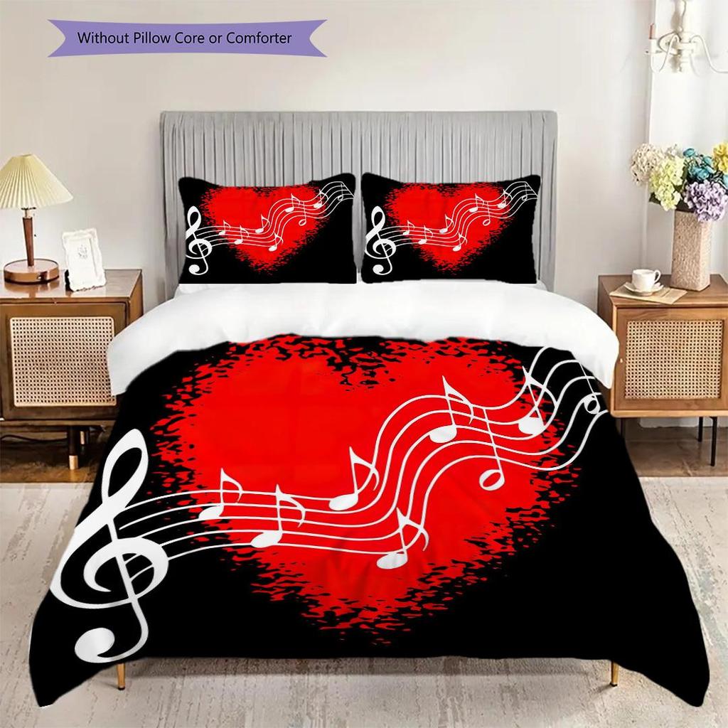 1PC Music, guitar Theme Bedding Quilt Set Quilt Cover Pillowcase Home Decoration Birthday Gift (1 * duvet cover + 2 * pillowcase, without core)