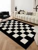 Black White Checkerboard Fluffy Carpet Living Room Decoration Home Sofa Cream Style Bedroom Girl Room Rug Anti-skid Floor Mat